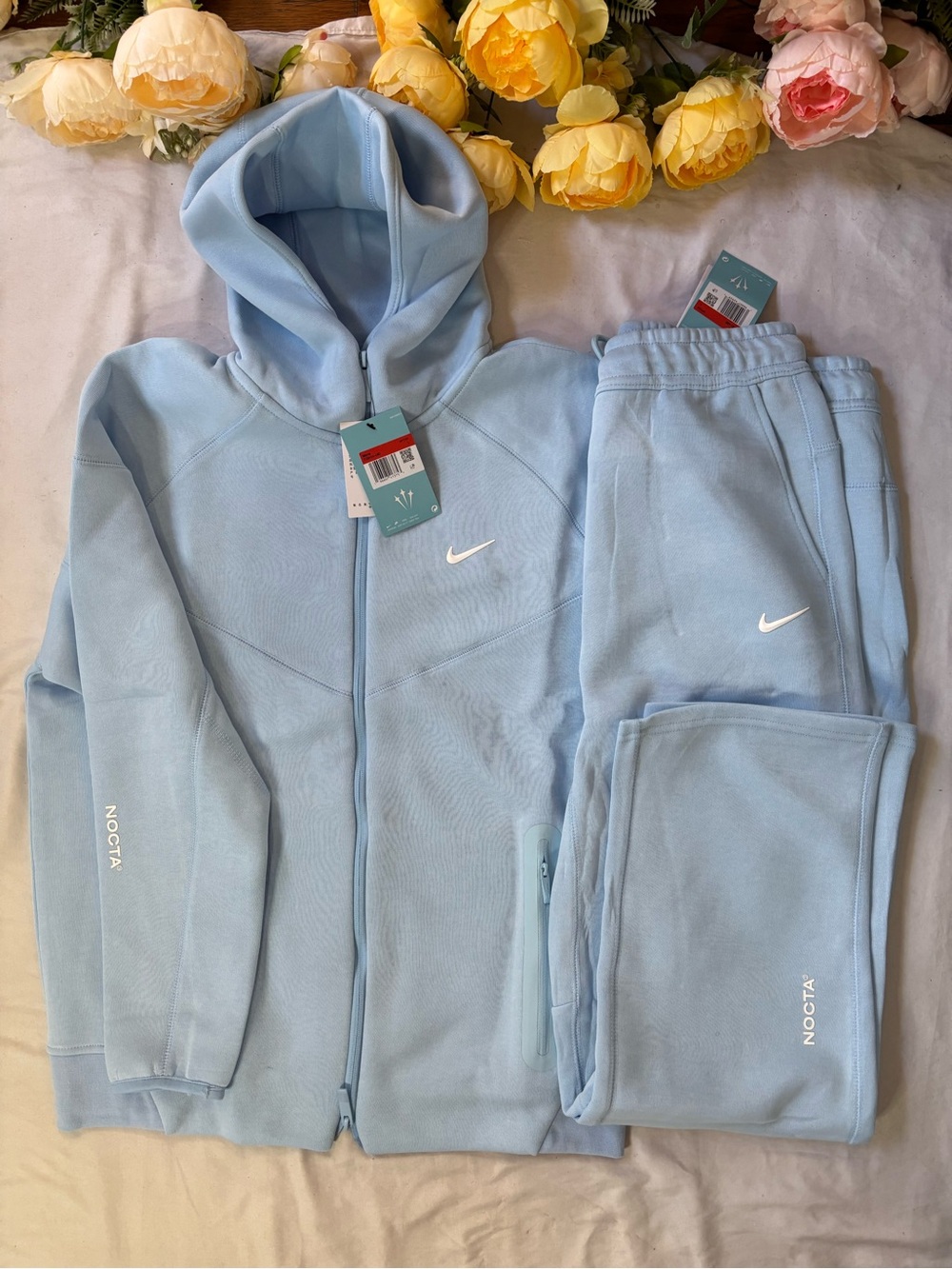 Nike Tech Light Blue NOCTA Fleece Jogger & Hoodie set, L